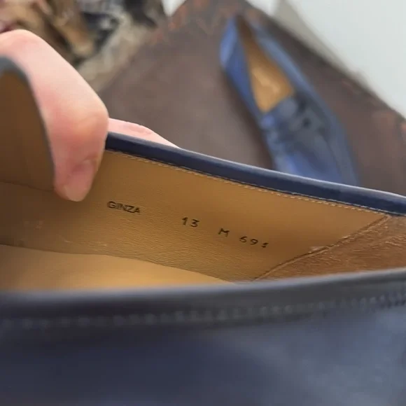 Mezlan Calfskin Penny Loafer in Navy